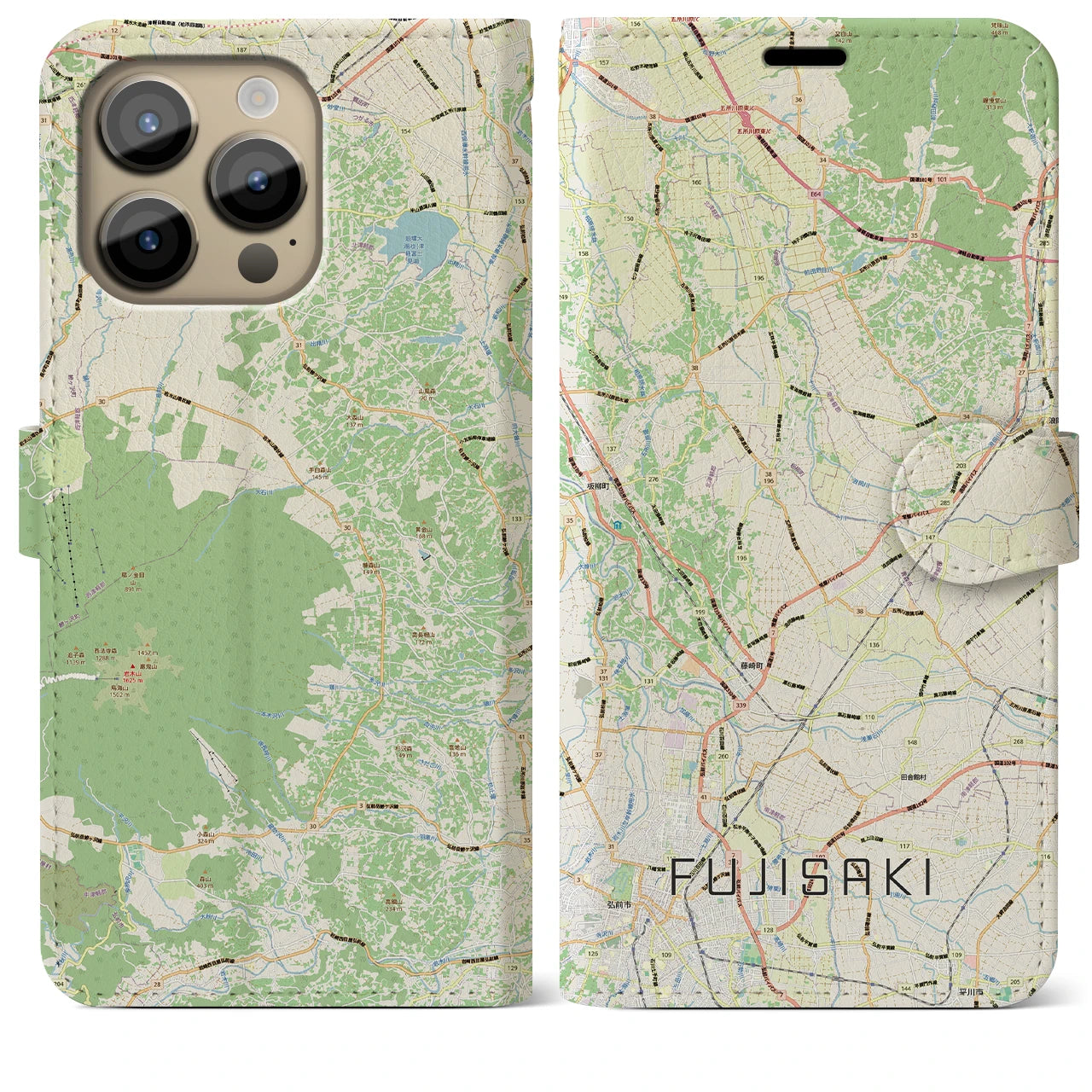 【藤崎(青森県)】地図柄iPhoneケース(手帳タイプ)