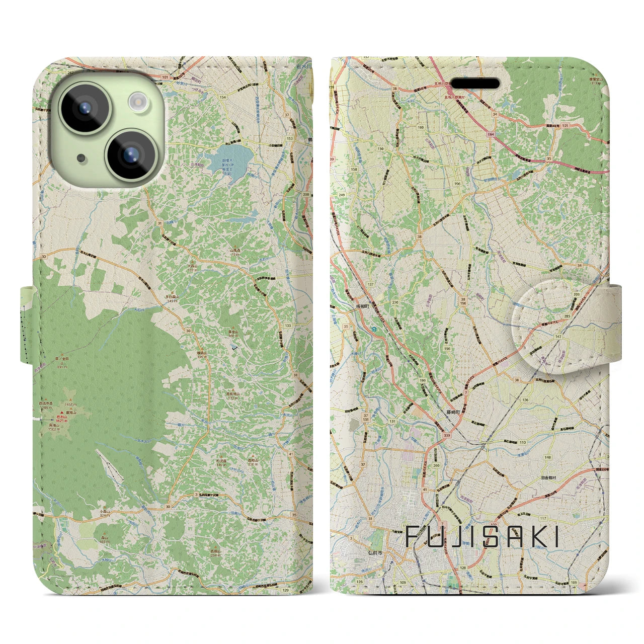 【藤崎(青森県)】地図柄iPhoneケース(手帳タイプ)