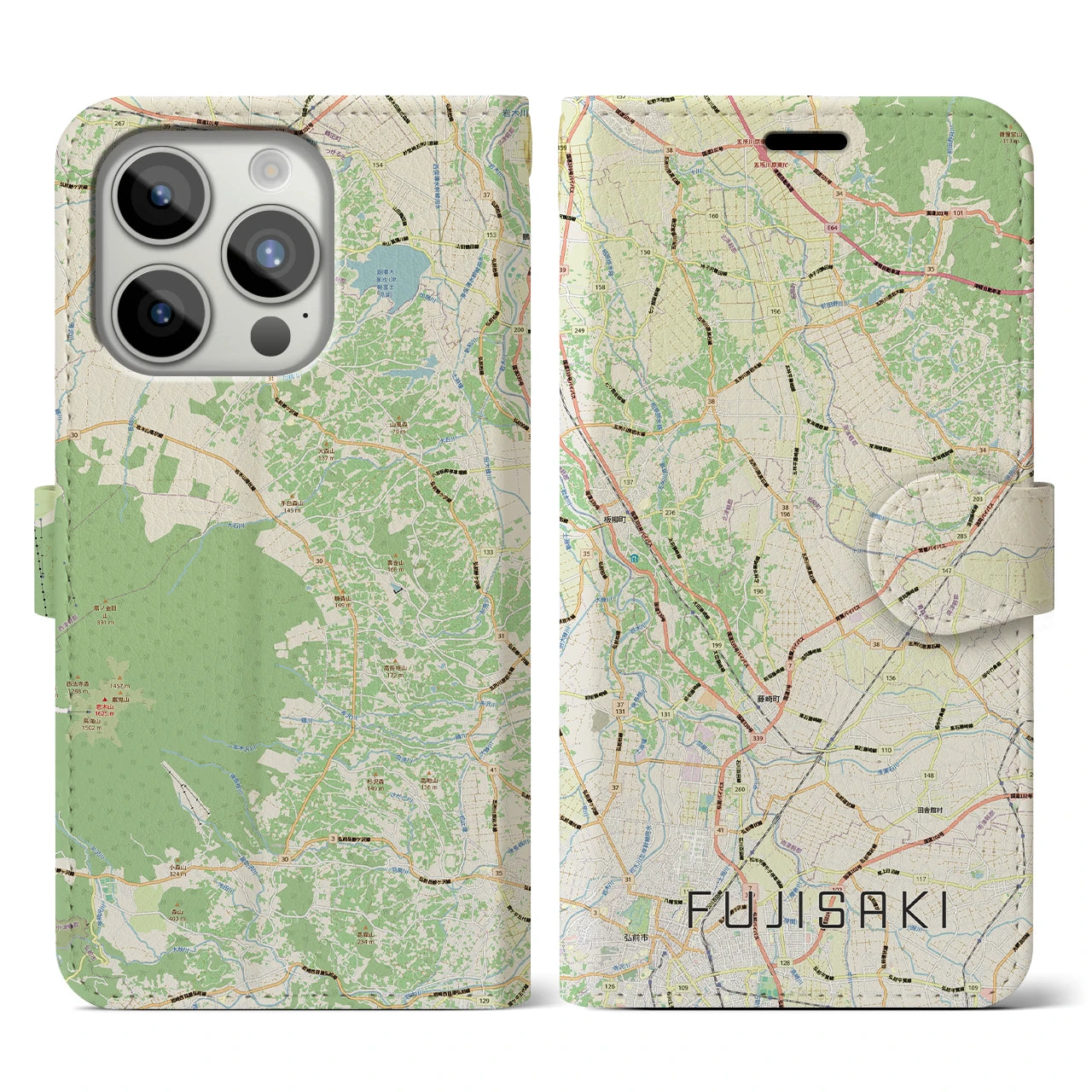 【藤崎(青森県)】地図柄iPhoneケース(手帳タイプ)