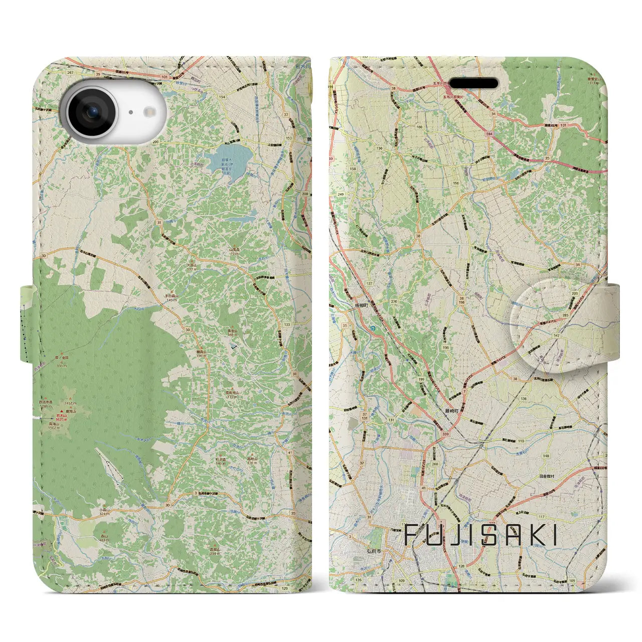 【藤崎(青森県)】地図柄iPhoneケース(手帳タイプ)