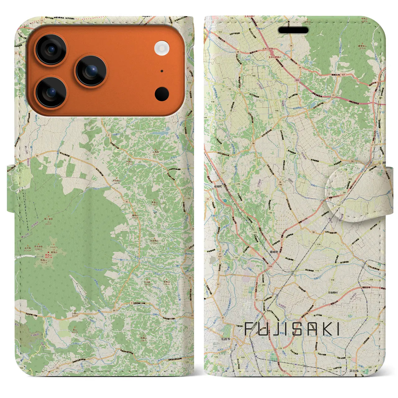 【藤崎(青森県)】地図柄iPhoneケース(手帳タイプ)