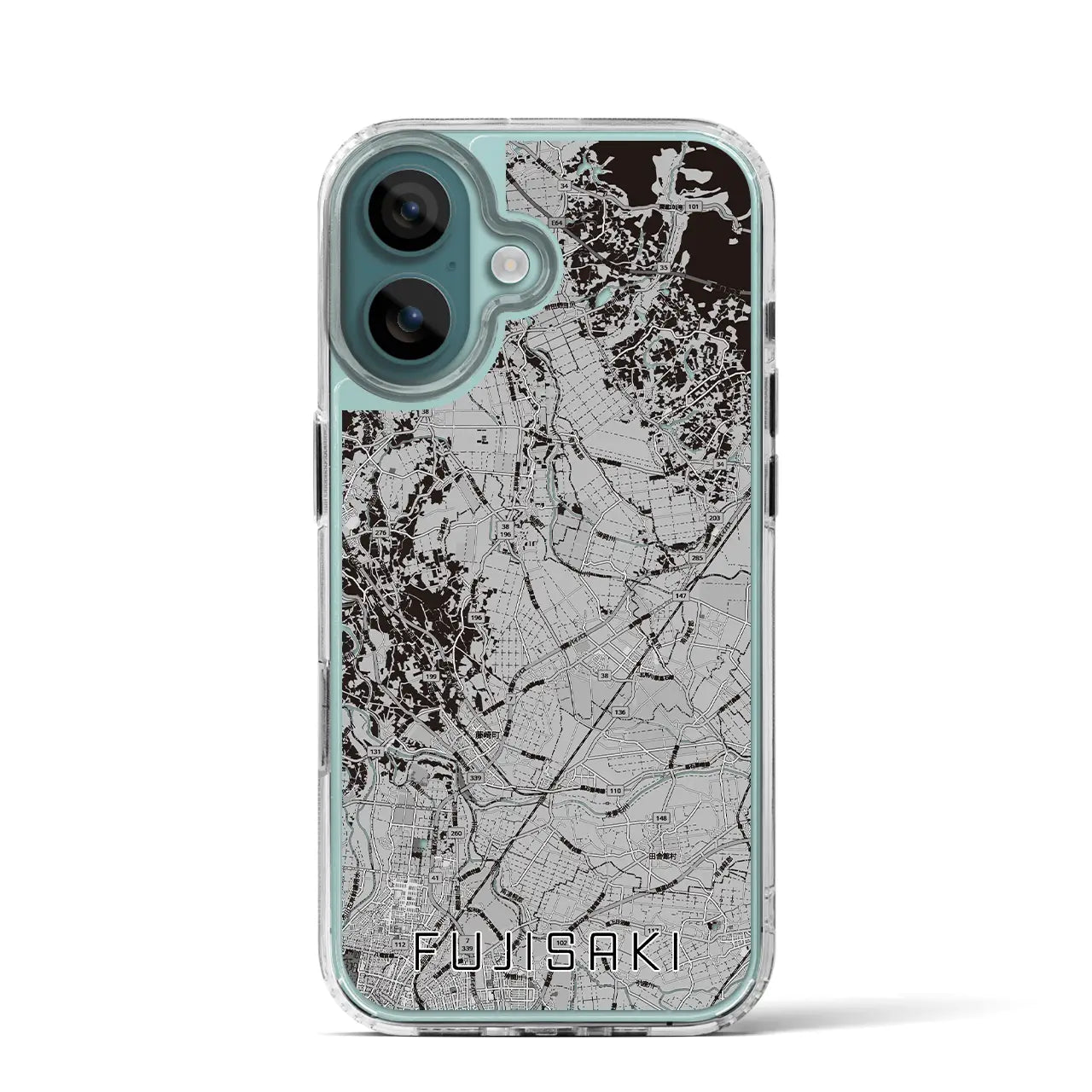 【藤崎(青森県)】地図柄iPhoneケース(MagSafeタイプ)モノトーン・iPhone 16 Pro 用