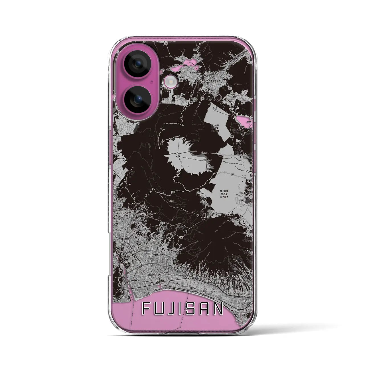 【富士山(静岡県)】地図柄iPhoneケース(クリアタイプ)モノトーン・iPhone 16 用