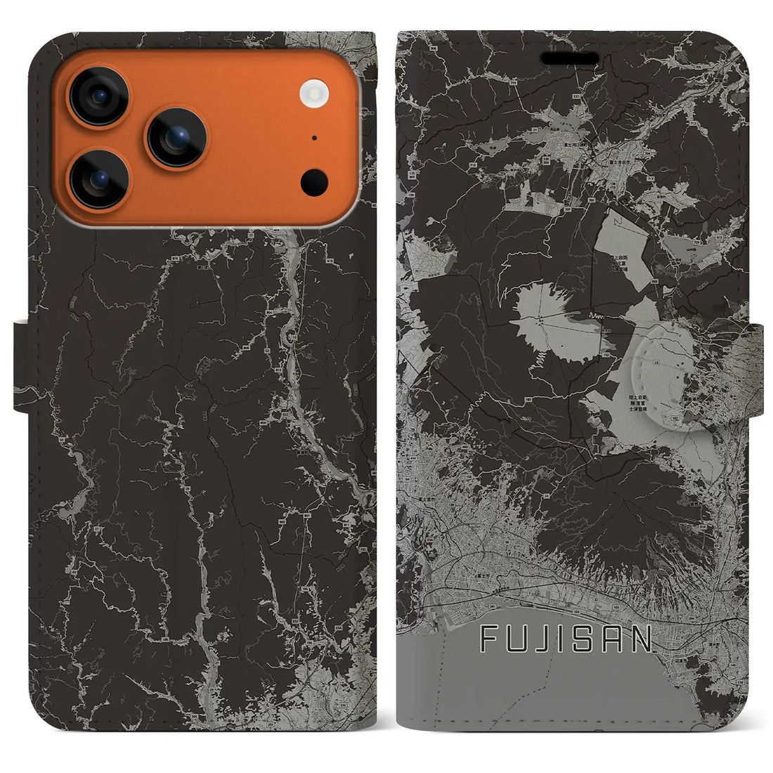 【富士山(静岡県)】地図柄iPhoneケース(手帳タイプ)