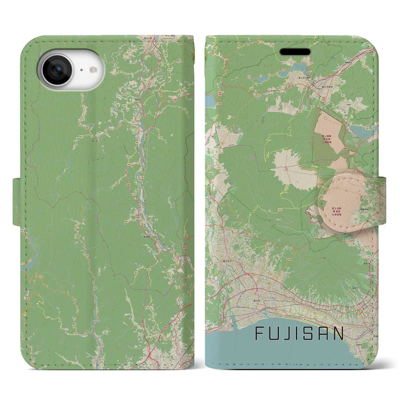 【富士山(静岡県)】地図柄iPhoneケース(手帳タイプ)