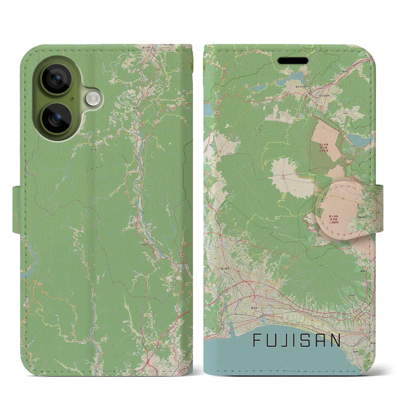 【富士山(静岡県)】地図柄iPhoneケース(手帳タイプ)