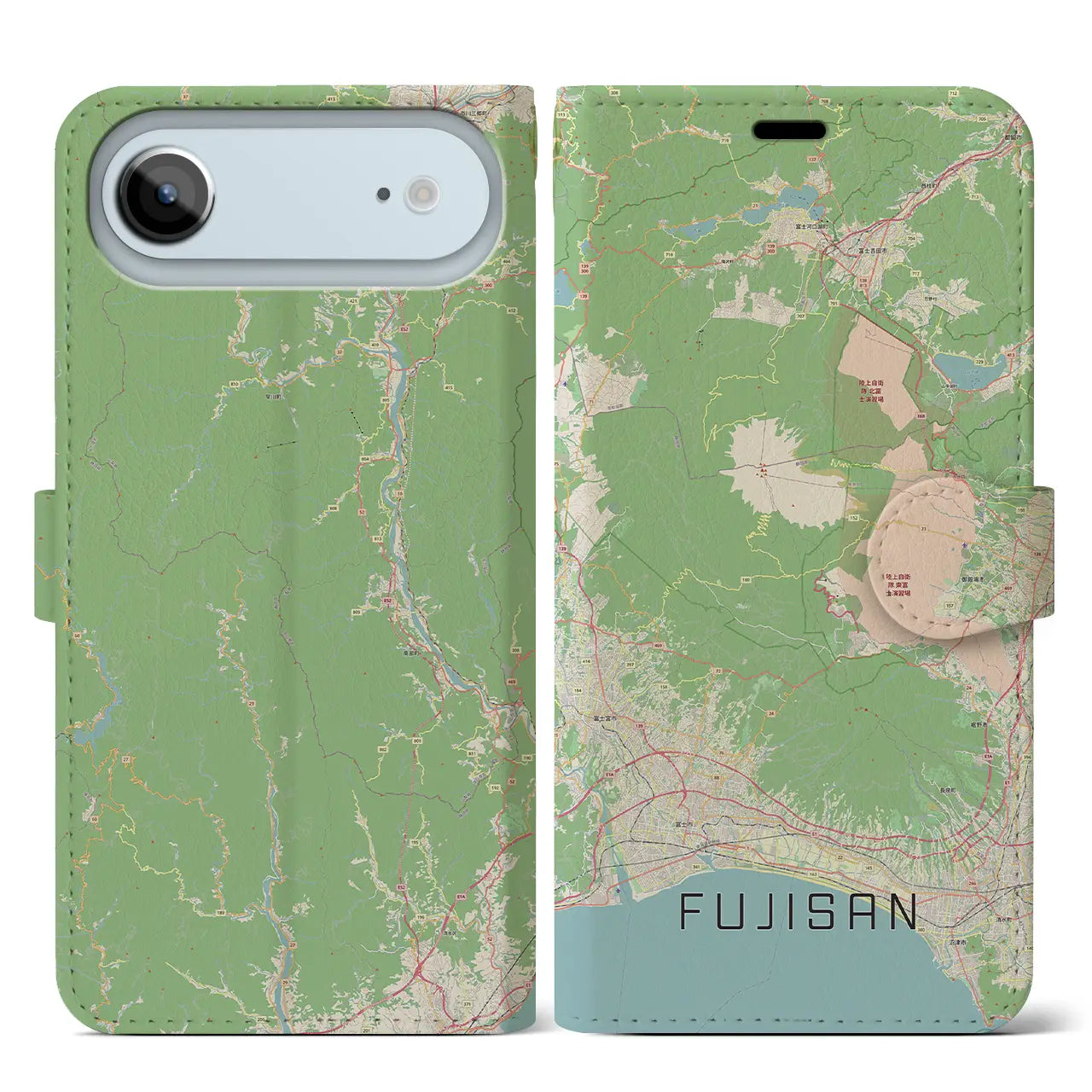 【富士山(静岡県)】地図柄iPhoneケース(手帳タイプ)ナチュラル・iPhone 17 Pro Max 用