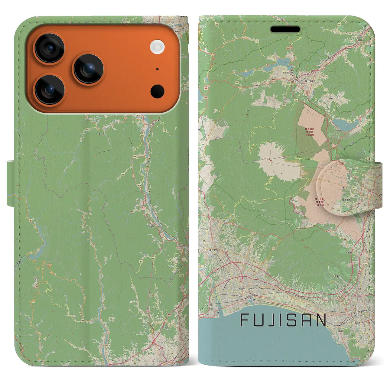 【富士山(静岡県)】地図柄iPhoneケース(手帳タイプ)