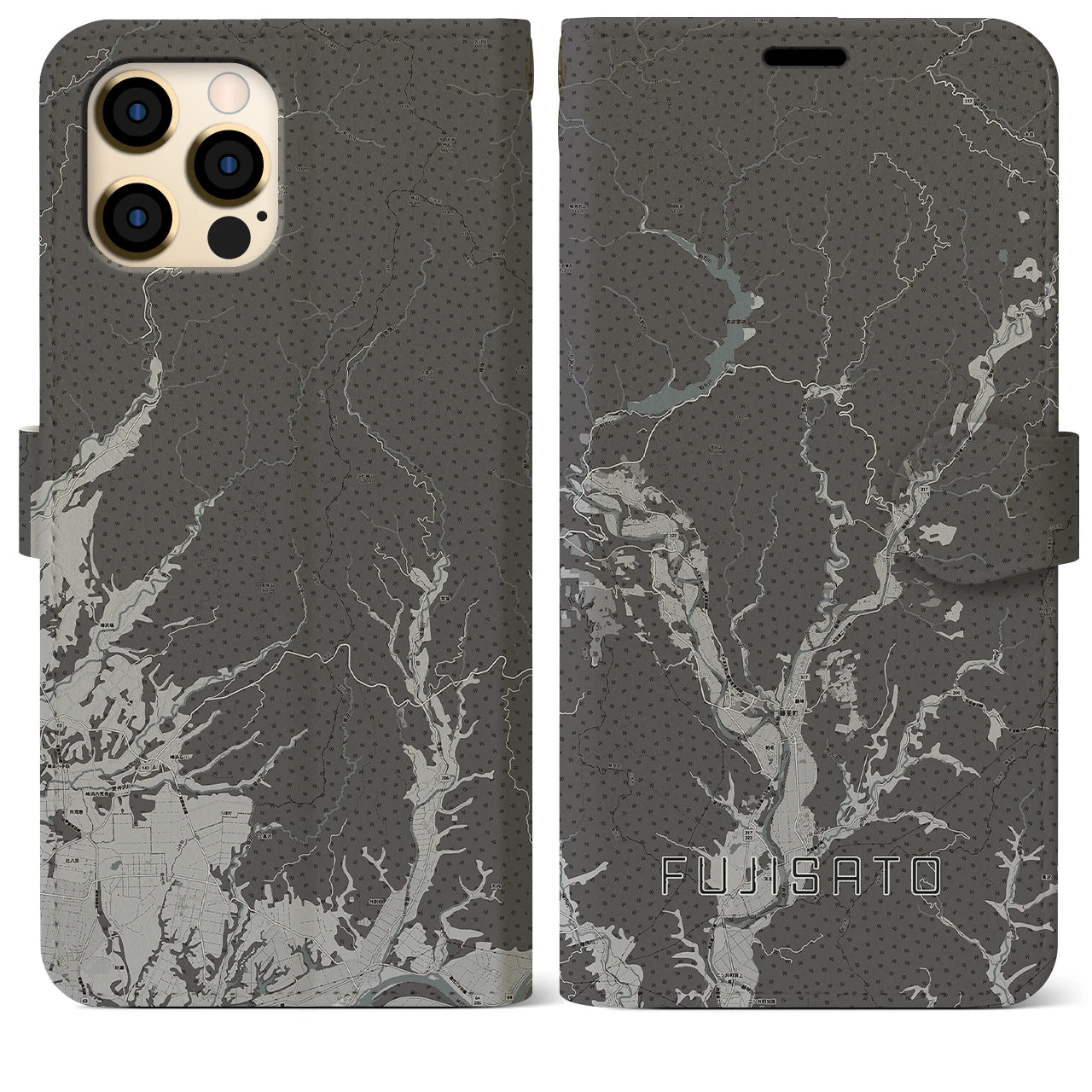 【藤里(秋田県)】地図柄iPhoneケース(手帳タイプ)