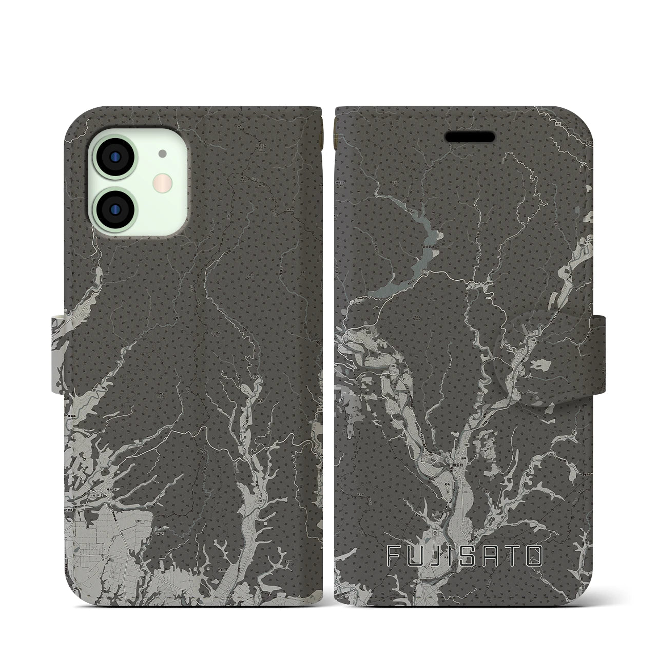 【藤里(秋田県)】地図柄iPhoneケース(手帳タイプ)