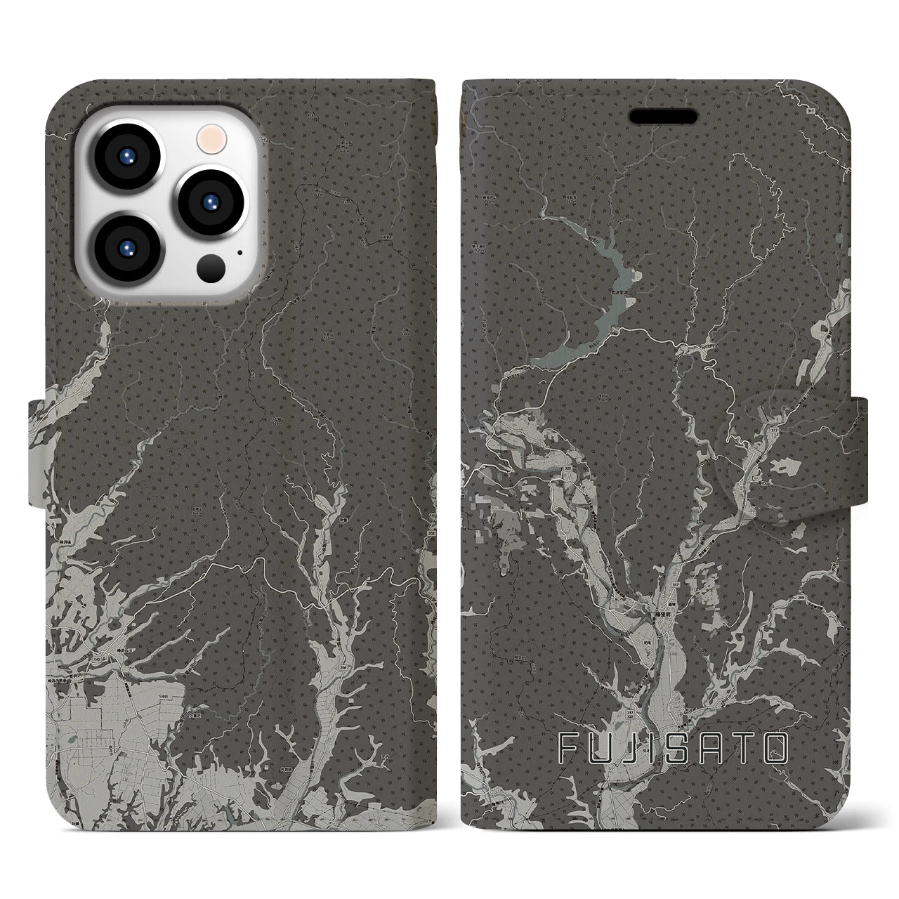 【藤里(秋田県)】地図柄iPhoneケース(手帳タイプ)