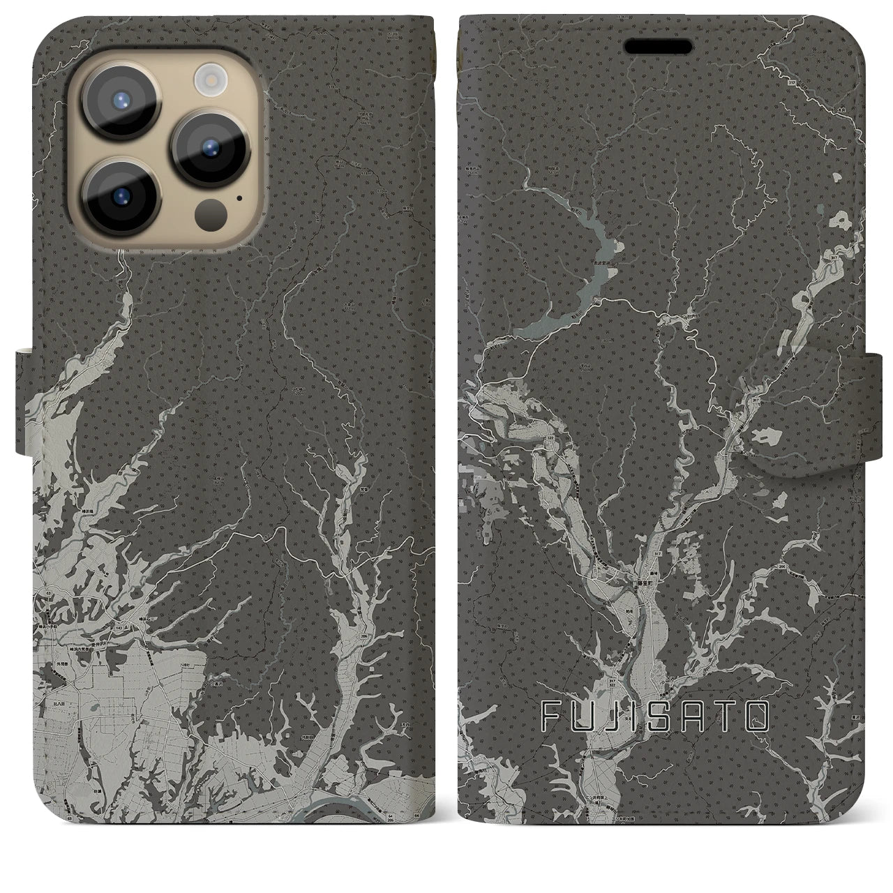 【藤里(秋田県)】地図柄iPhoneケース(手帳タイプ)