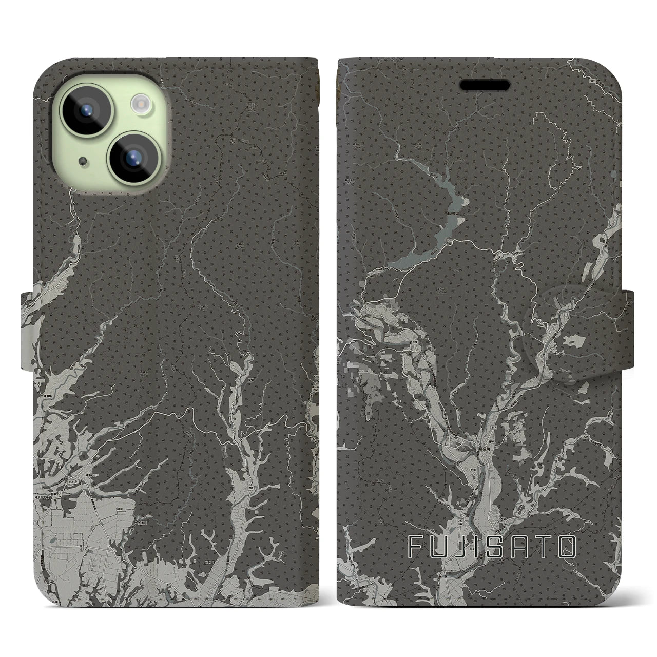 【藤里(秋田県)】地図柄iPhoneケース(手帳タイプ)