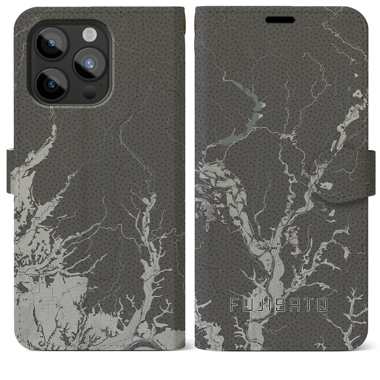 【藤里(秋田県)】地図柄iPhoneケース(手帳タイプ)