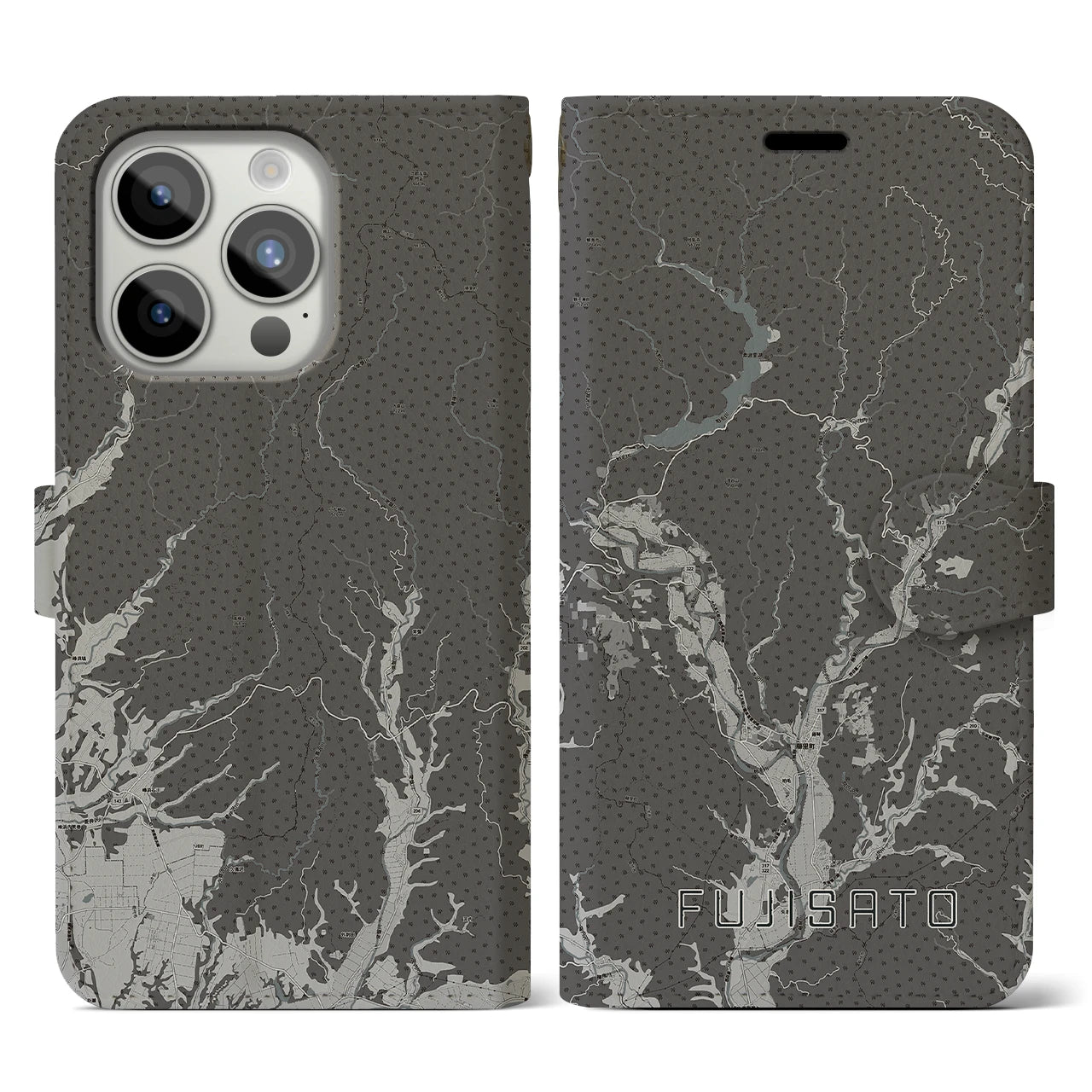 【藤里(秋田県)】地図柄iPhoneケース(手帳タイプ)