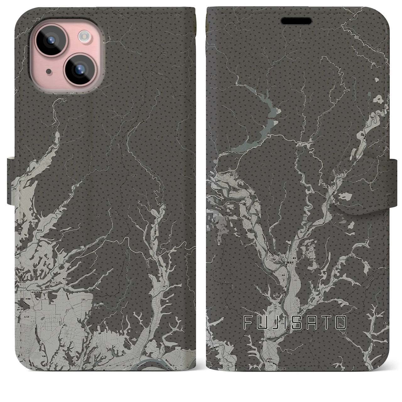 【藤里(秋田県)】地図柄iPhoneケース(手帳タイプ)