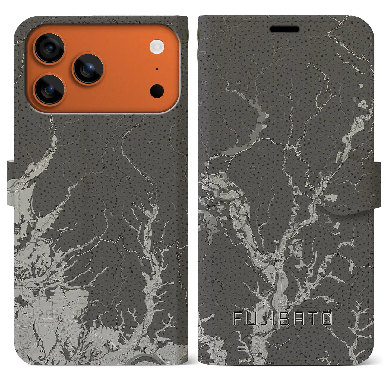 【藤里(秋田県)】地図柄iPhoneケース(手帳タイプ)