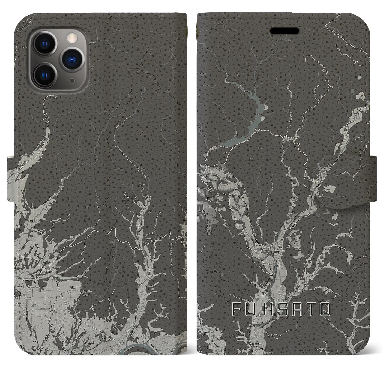 【藤里(秋田県)】地図柄iPhoneケース(手帳タイプ)