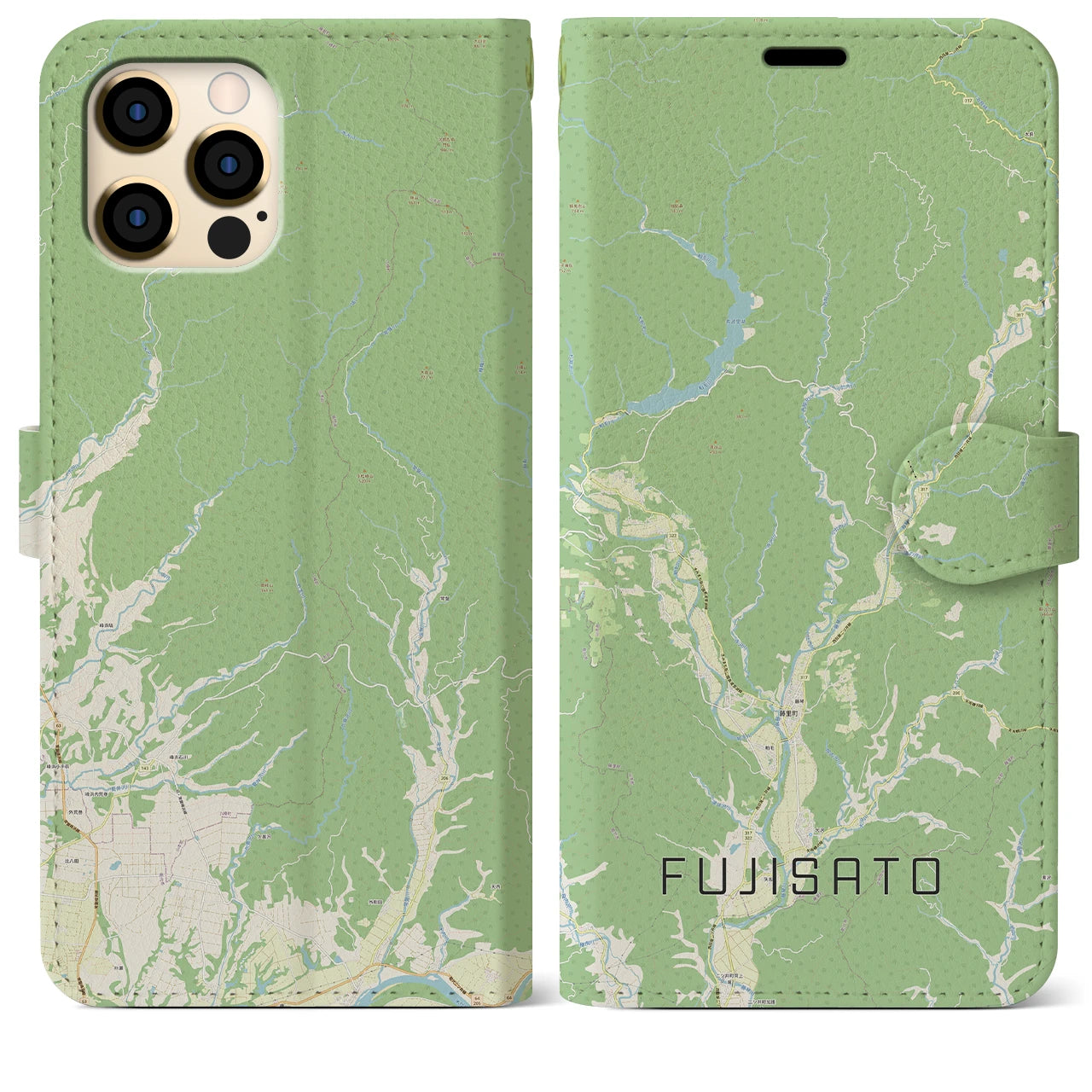 【藤里(秋田県)】地図柄iPhoneケース(手帳タイプ)