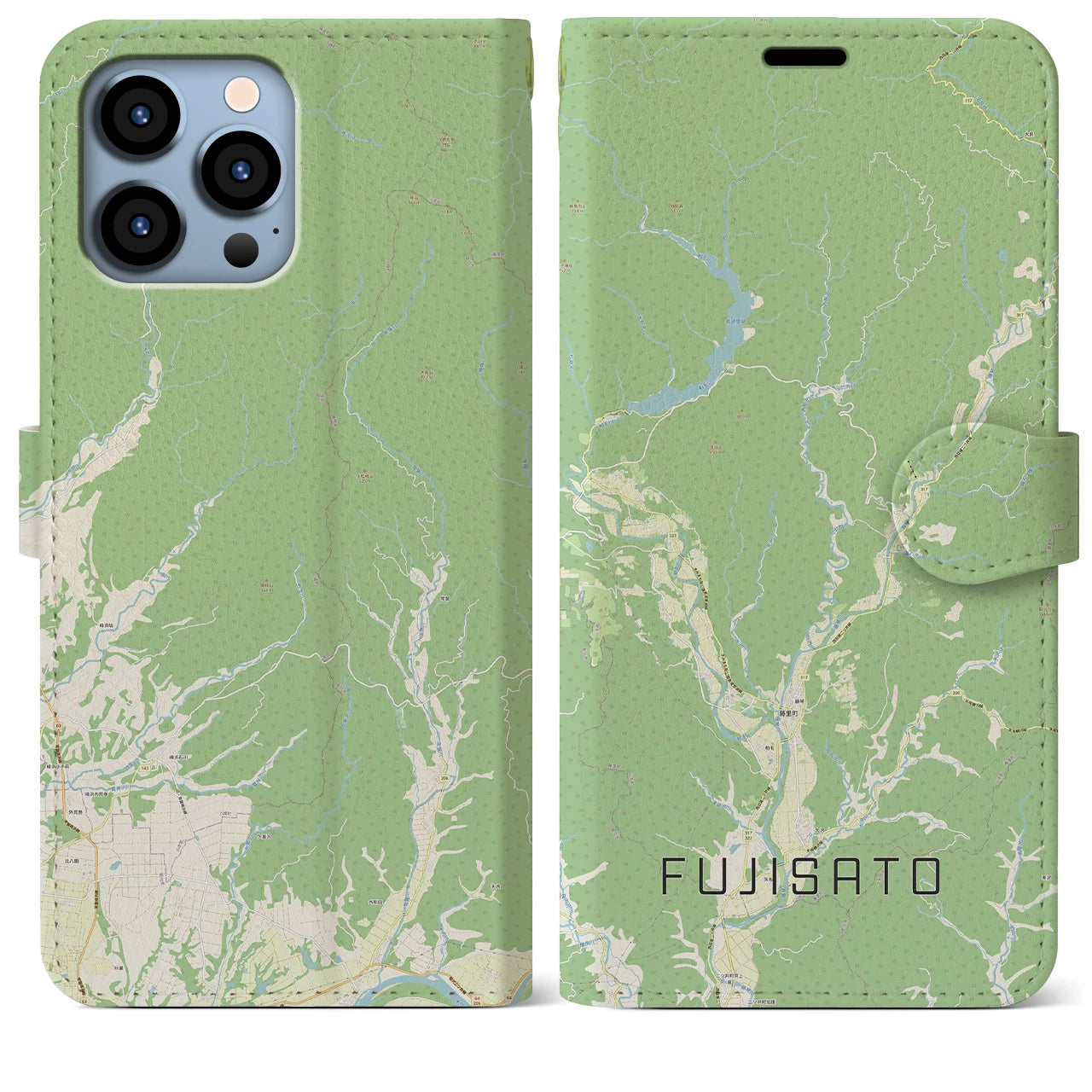 【藤里(秋田県)】地図柄iPhoneケース(手帳タイプ)