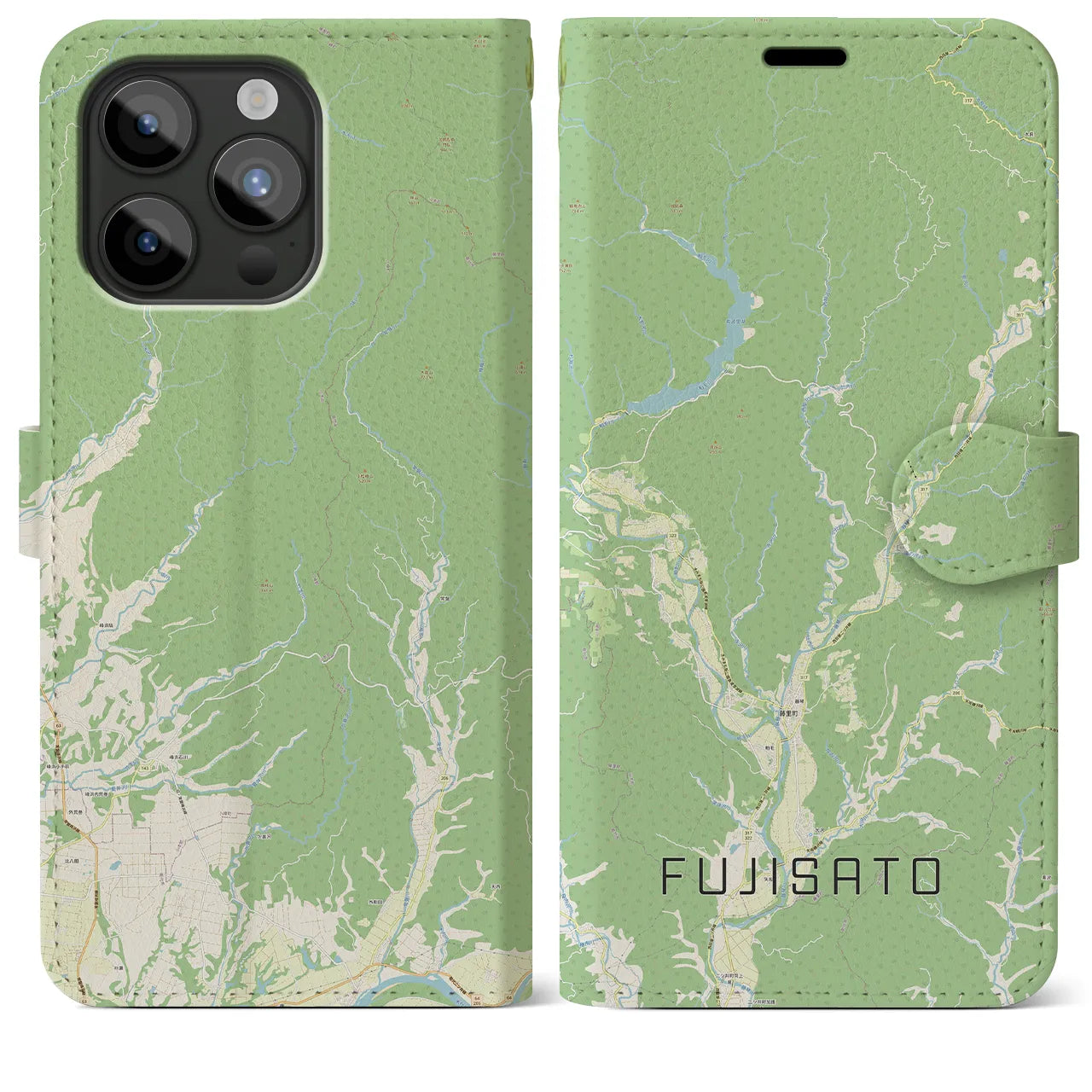 【藤里(秋田県)】地図柄iPhoneケース(手帳タイプ)