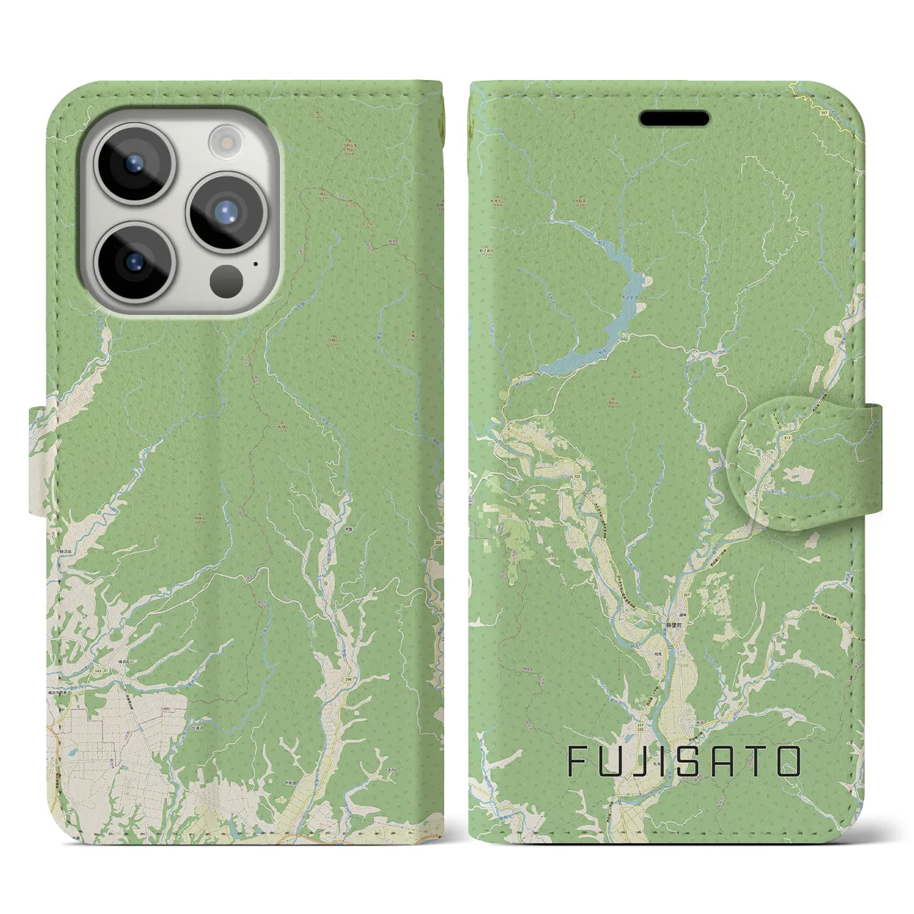 【藤里(秋田県)】地図柄iPhoneケース(手帳タイプ)