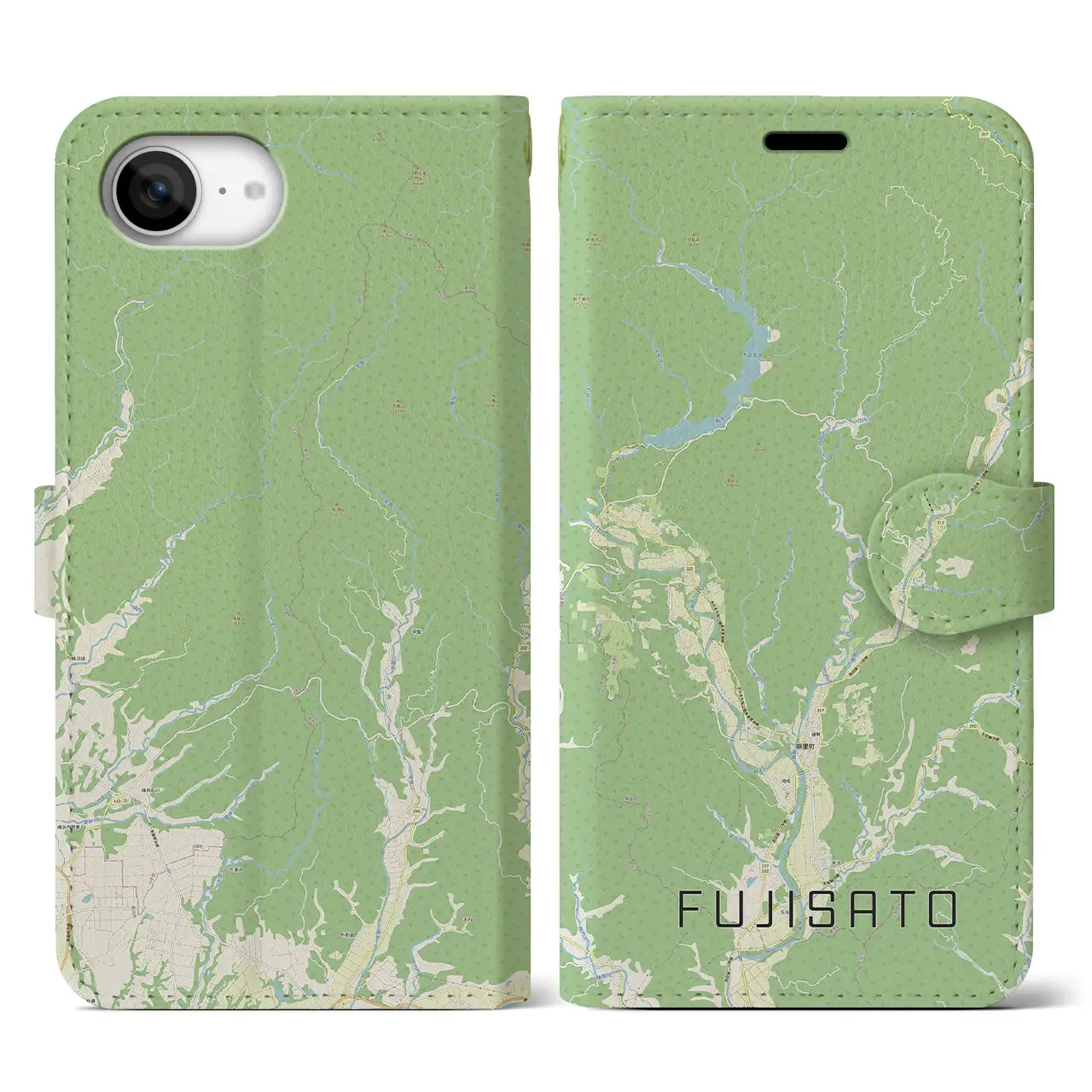 【藤里(秋田県)】地図柄iPhoneケース(手帳タイプ)