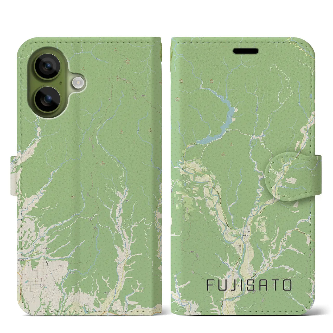 【藤里(秋田県)】地図柄iPhoneケース(手帳タイプ)