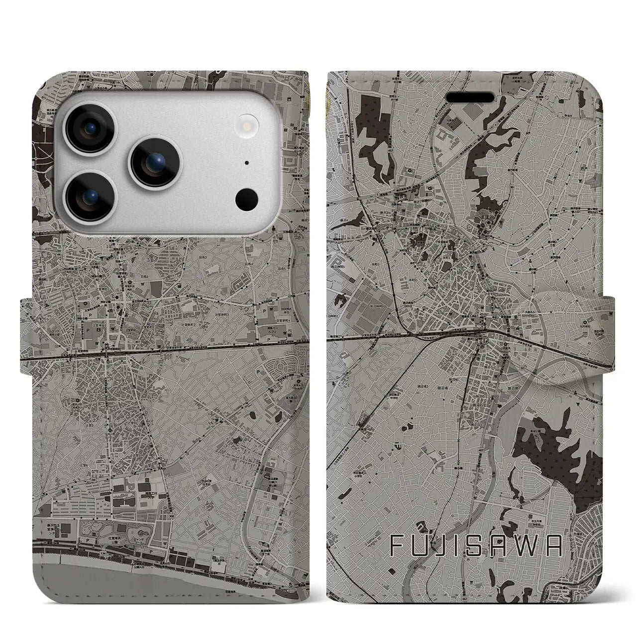 【藤沢(神奈川県)】地図柄iPhoneケース(手帳タイプ)