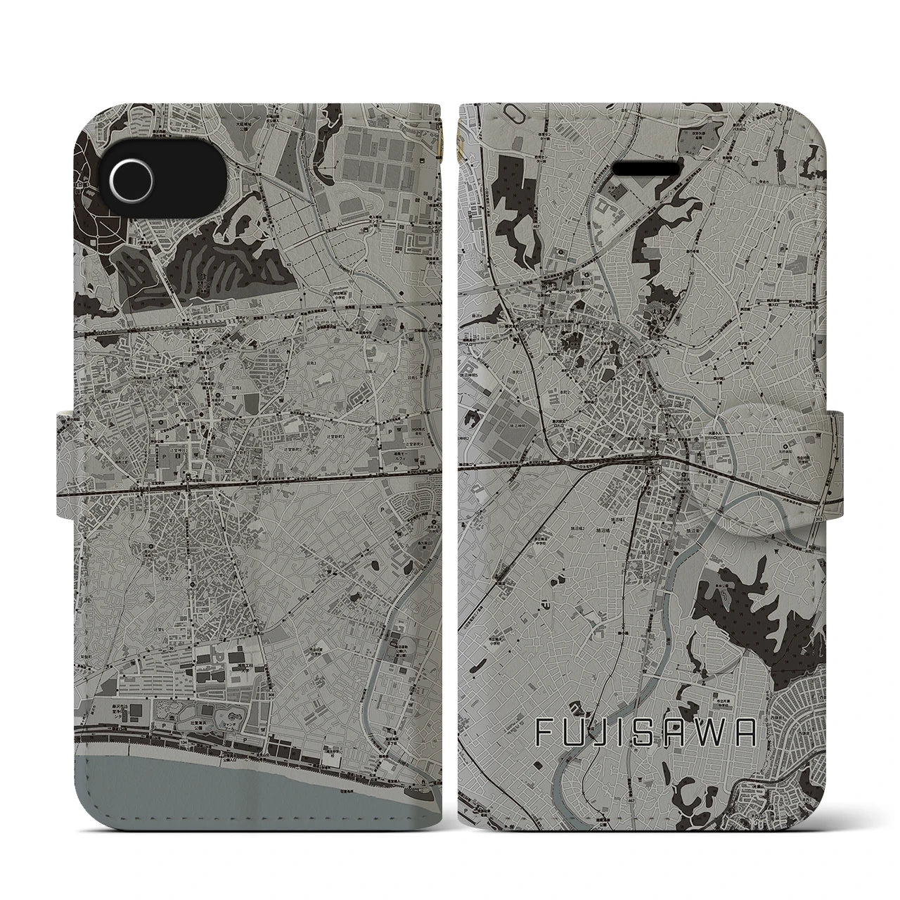 【藤沢(神奈川県)】地図柄iPhoneケース(手帳タイプ)