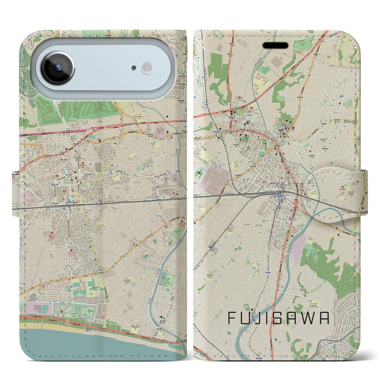 【藤沢(神奈川県)】地図柄iPhoneケース(手帳タイプ)