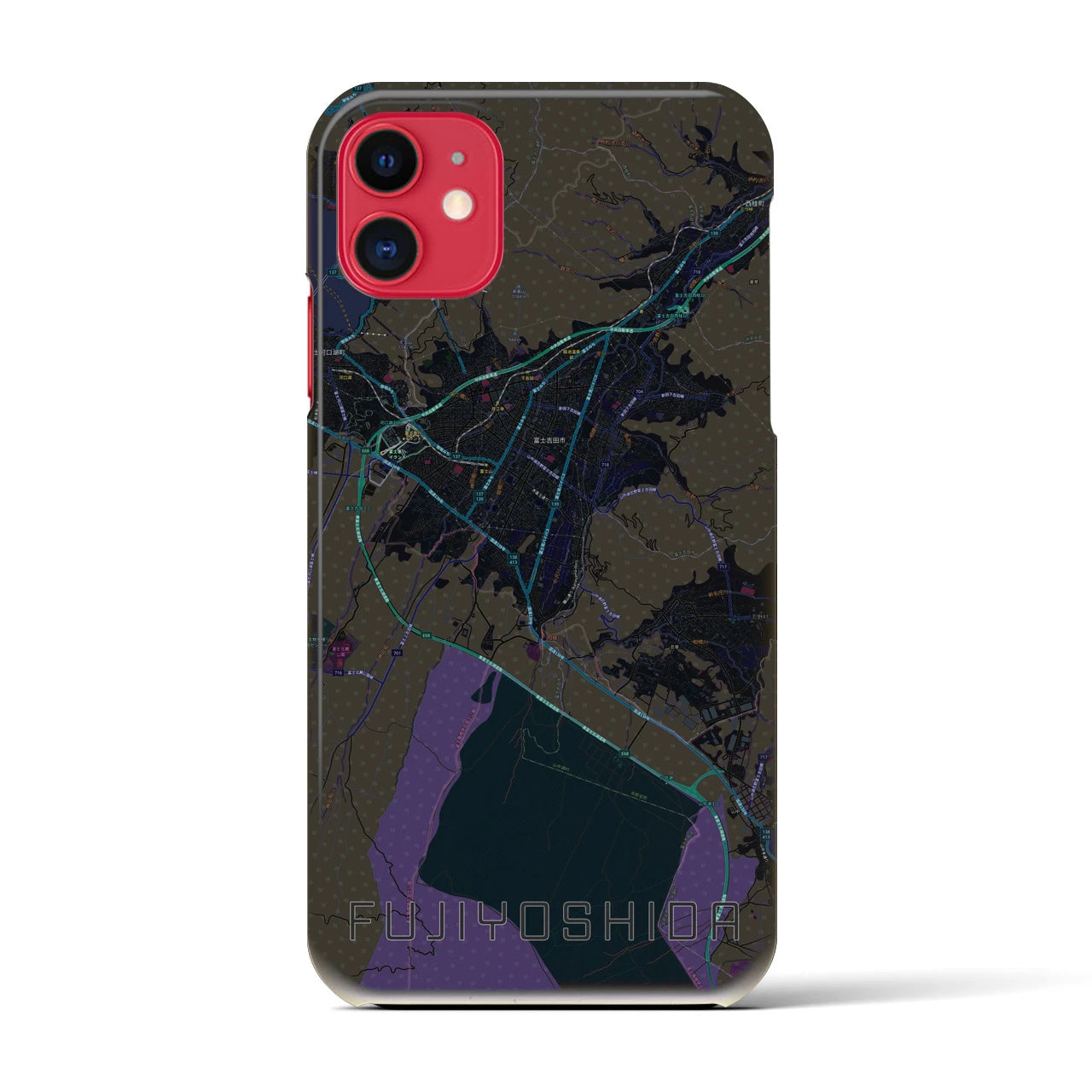 【富士吉田(山梨県)】地図柄iPhoneケース(バックカバータイプ)