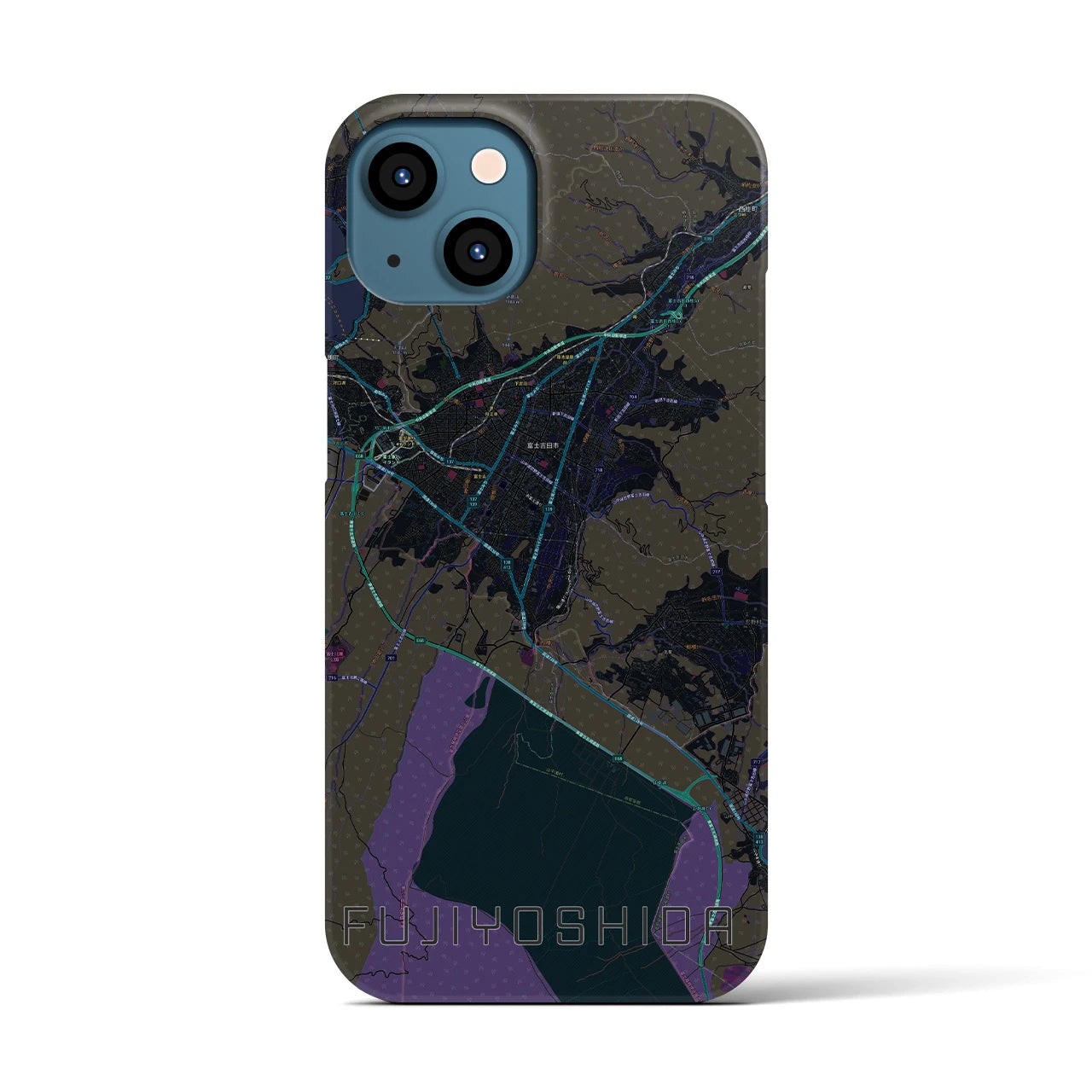 【富士吉田(山梨県)】地図柄iPhoneケース(バックカバータイプ)