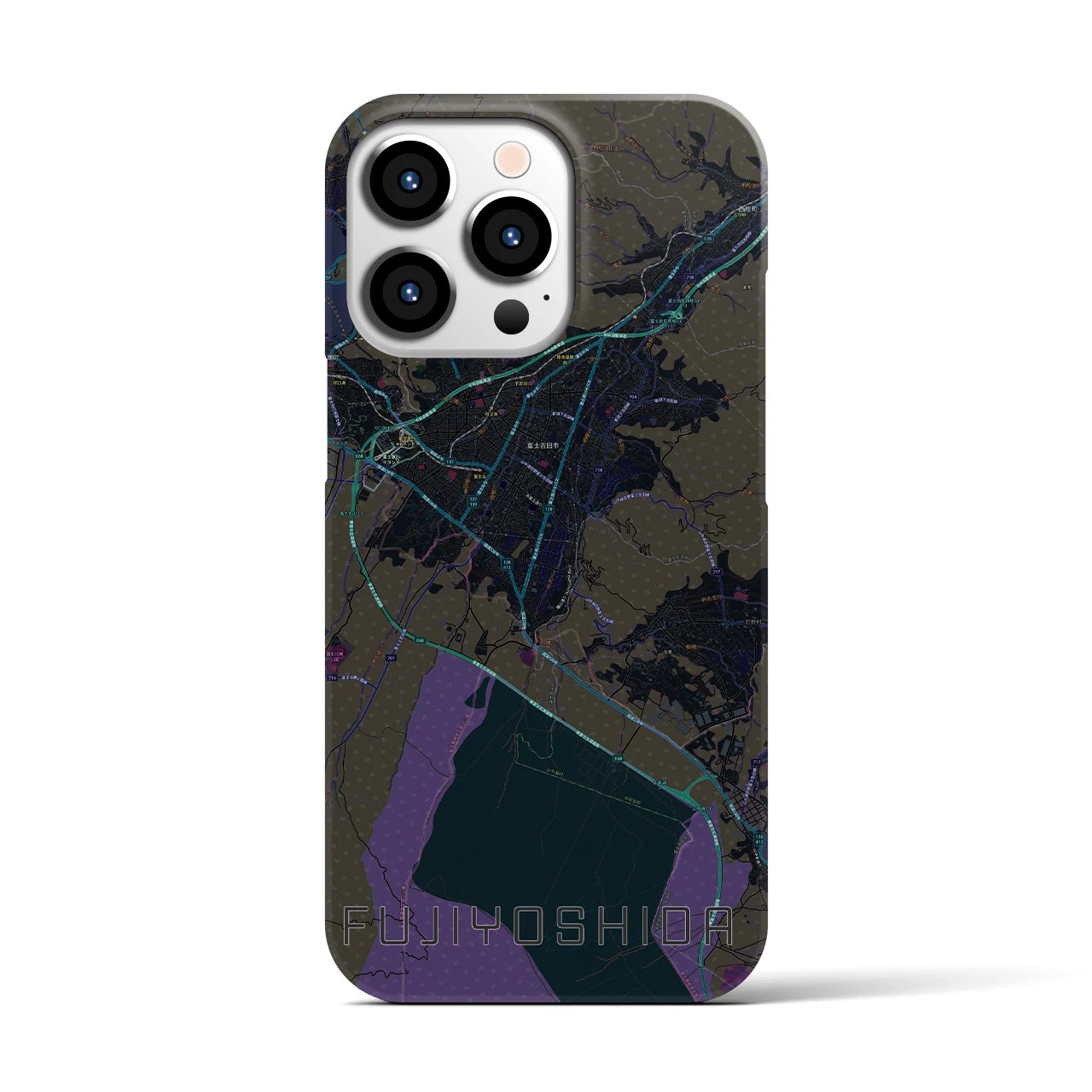 【富士吉田(山梨県)】地図柄iPhoneケース(バックカバータイプ)