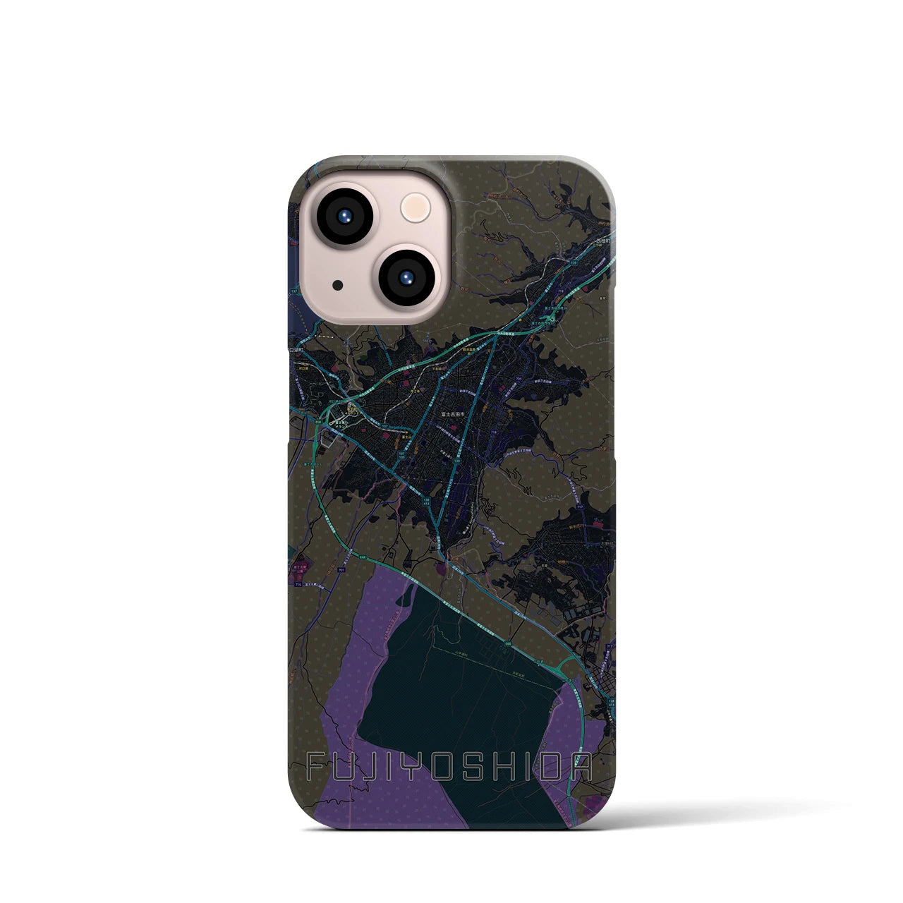 【富士吉田(山梨県)】地図柄iPhoneケース(バックカバータイプ)