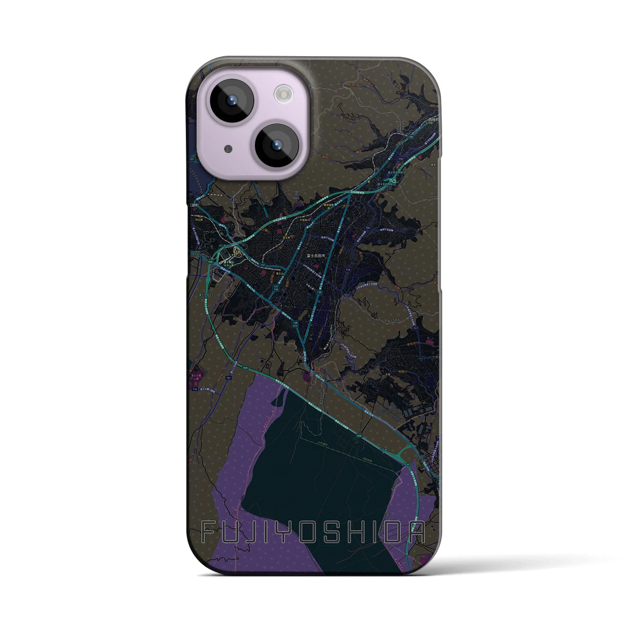 【富士吉田(山梨県)】地図柄iPhoneケース(バックカバータイプ)