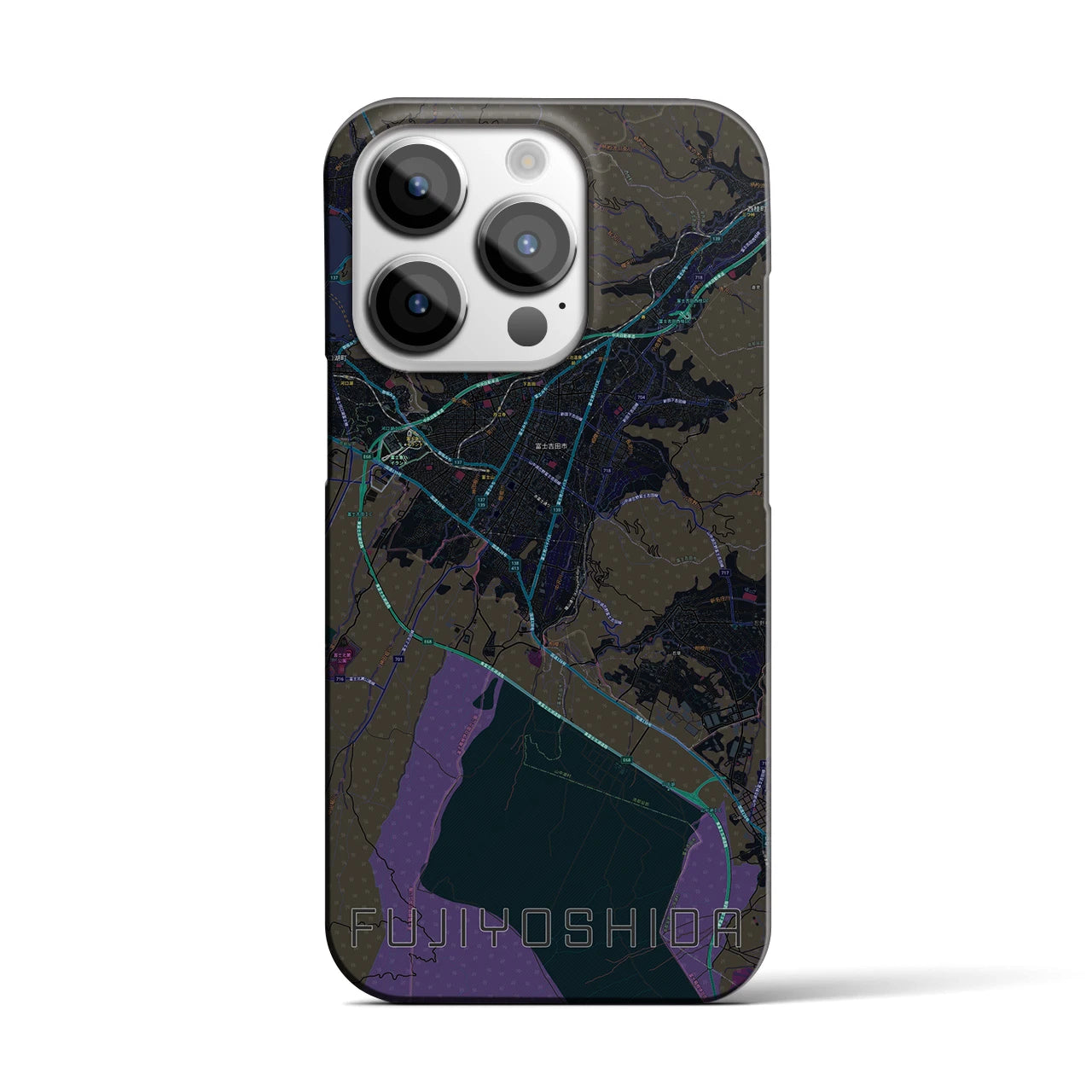 【富士吉田(山梨県)】地図柄iPhoneケース(バックカバータイプ)