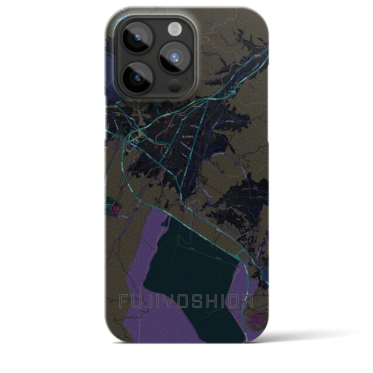 【富士吉田(山梨県)】地図柄iPhoneケース(バックカバータイプ)