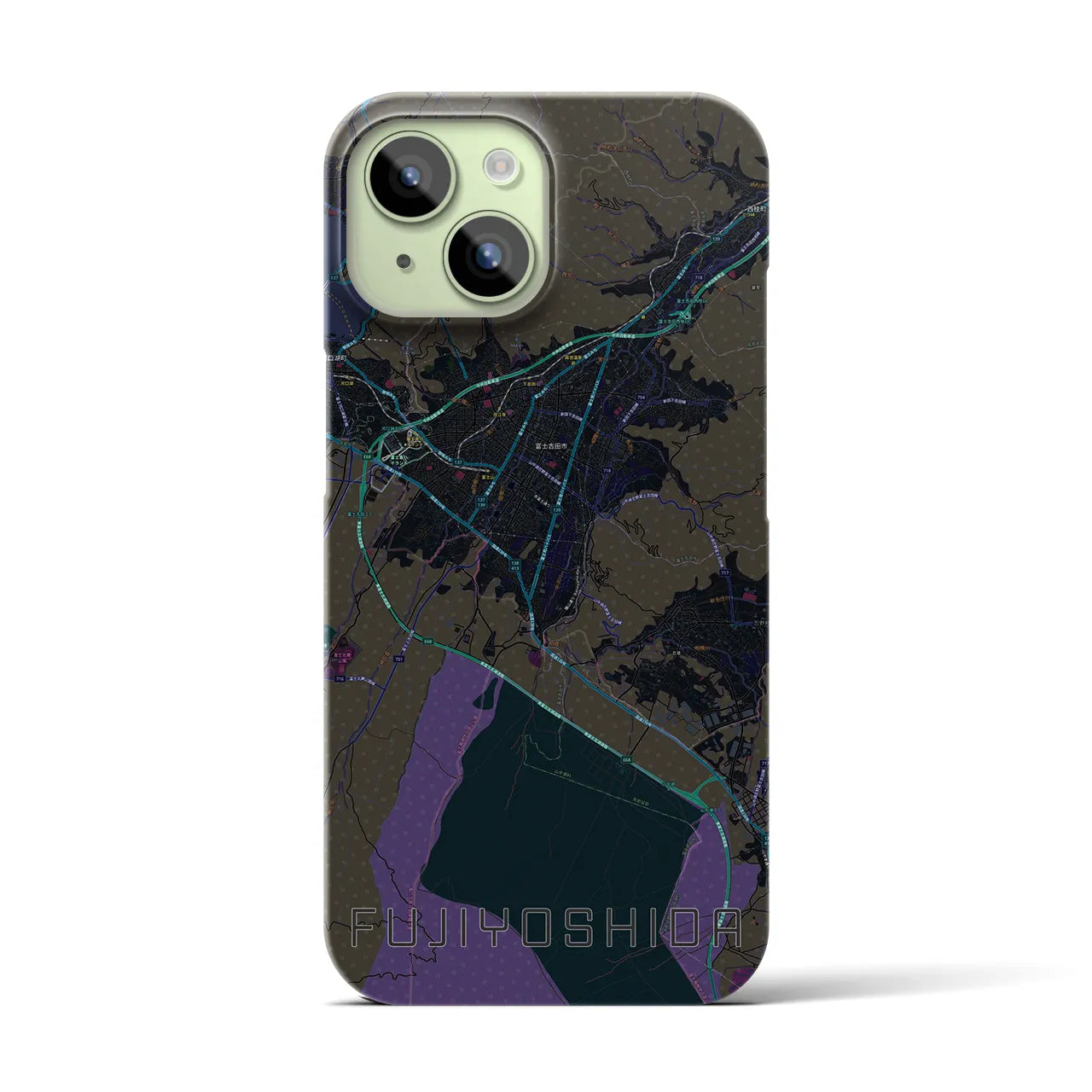 【富士吉田(山梨県)】地図柄iPhoneケース(バックカバータイプ)