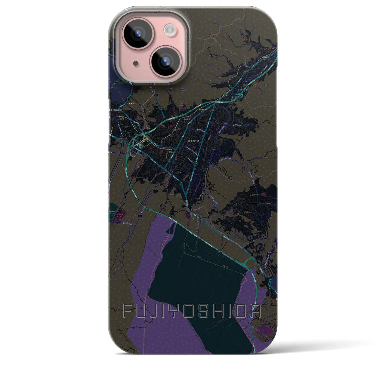 【富士吉田(山梨県)】地図柄iPhoneケース(バックカバータイプ)