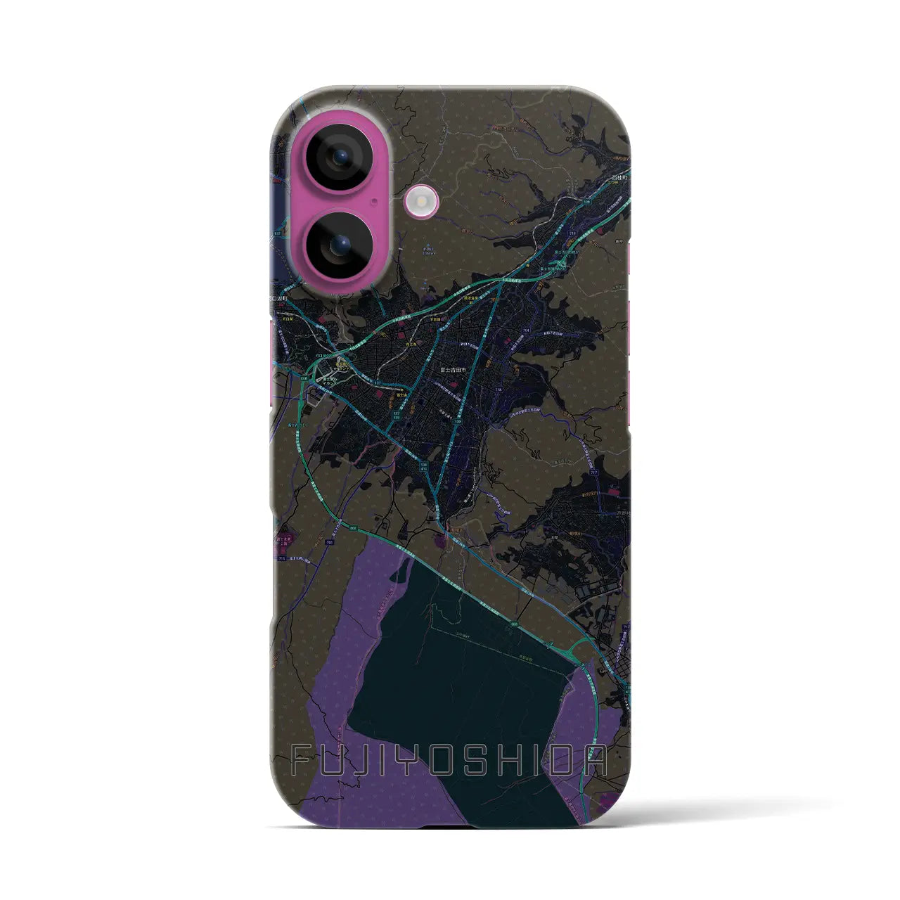 【富士吉田(山梨県)】地図柄iPhoneケース(バックカバータイプ)