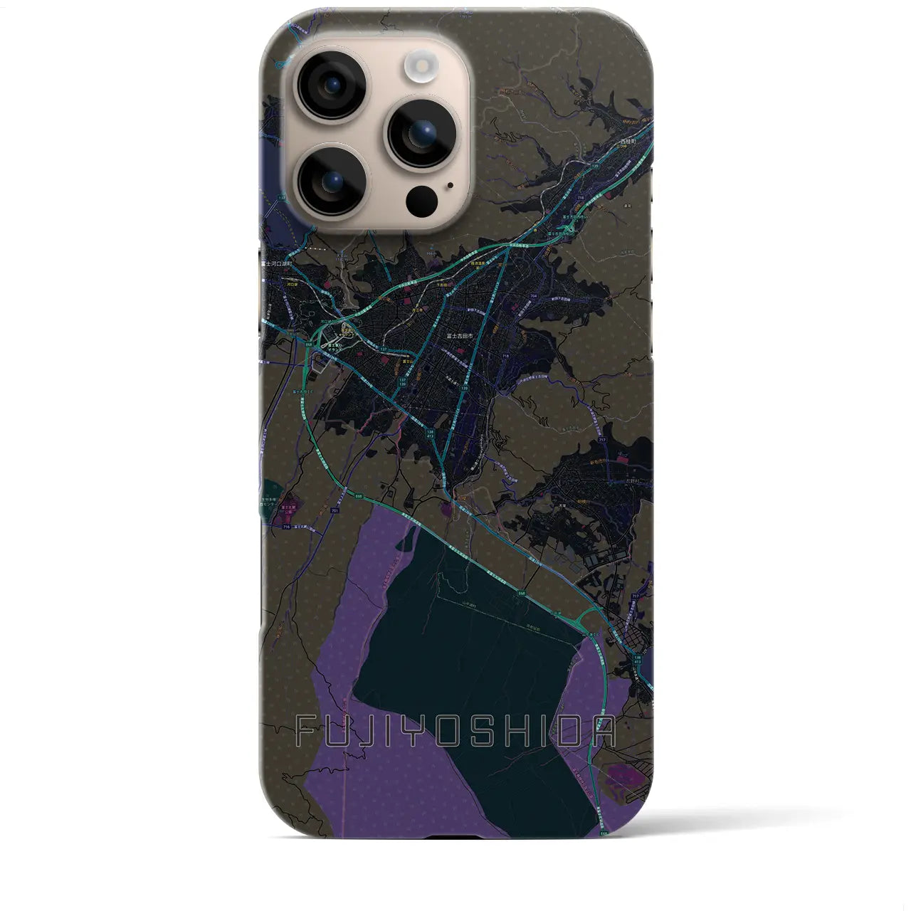 【富士吉田(山梨県)】地図柄iPhoneケース(バックカバータイプ)