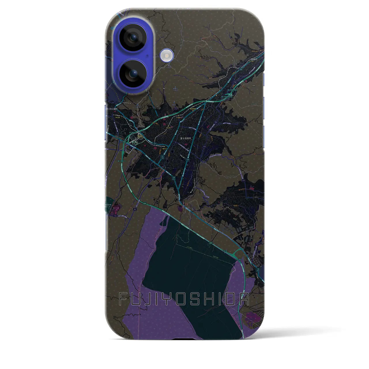 【富士吉田(山梨県)】地図柄iPhoneケース(バックカバータイプ)