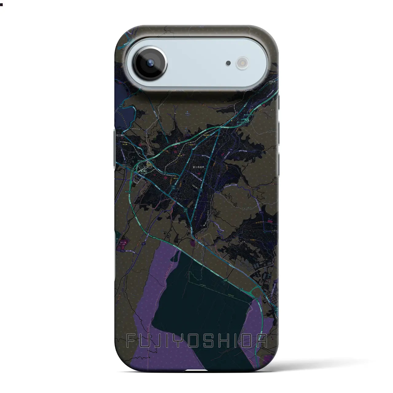 【富士吉田(山梨県)】地図柄iPhoneケース(バックカバータイプ)