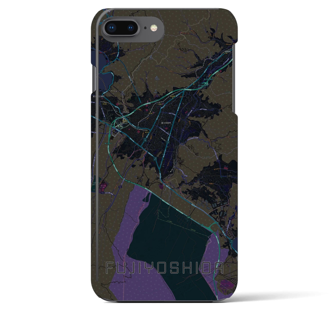 【富士吉田(山梨県)】地図柄iPhoneケース(バックカバータイプ)