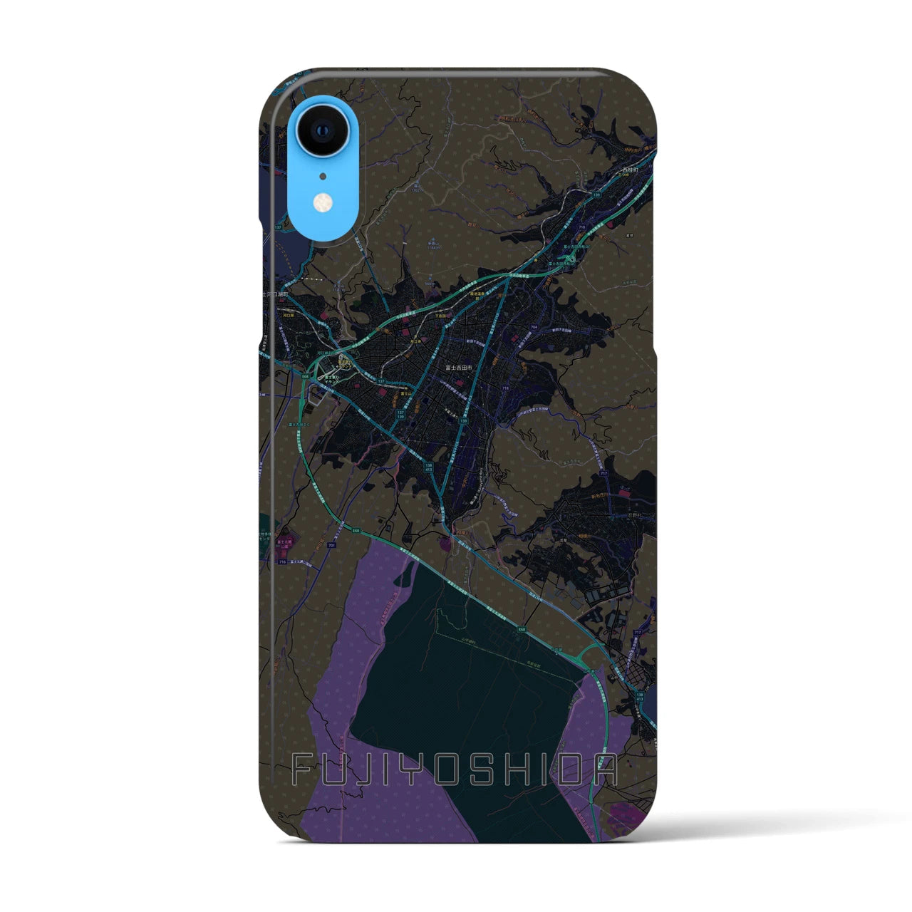 【富士吉田(山梨県)】地図柄iPhoneケース(バックカバータイプ)
