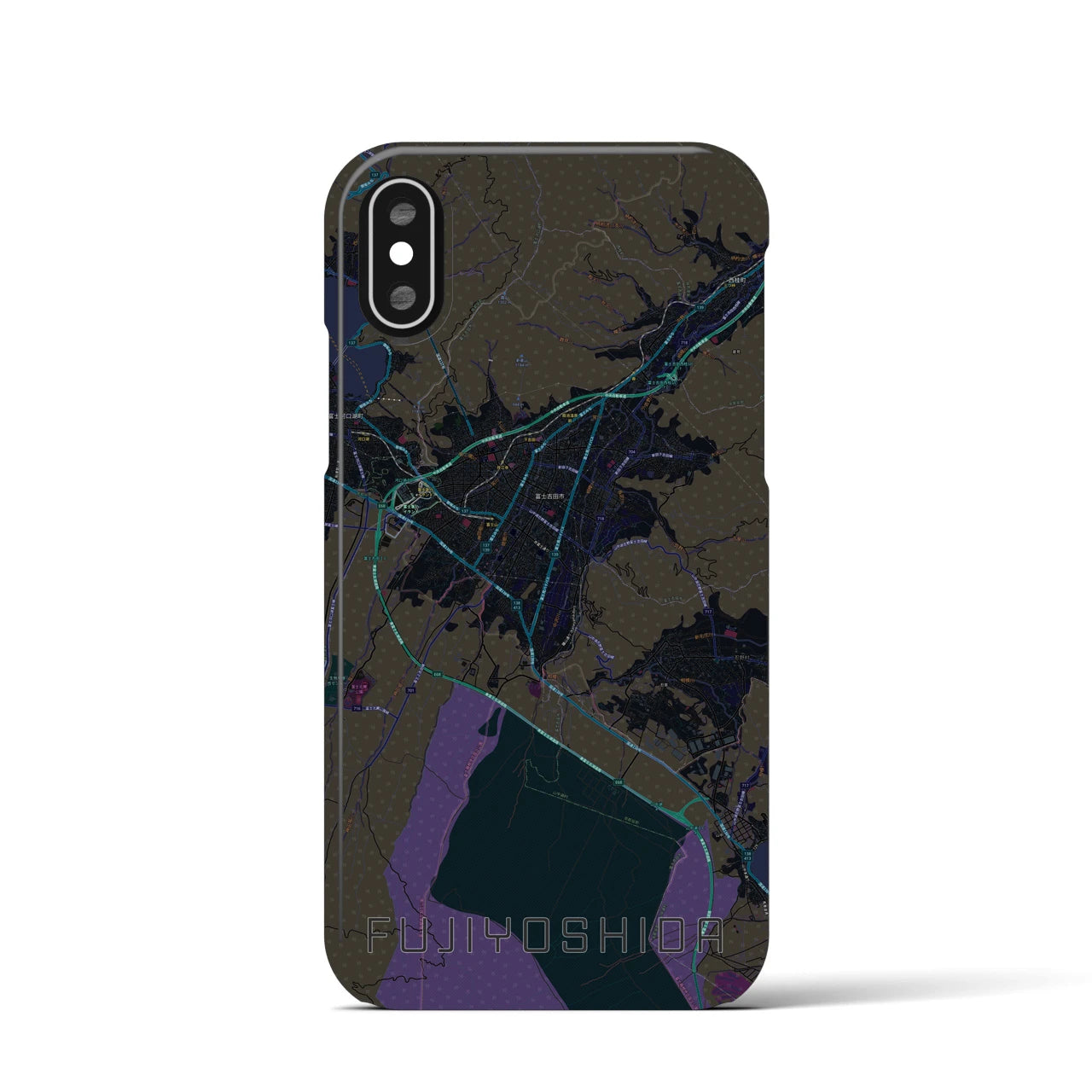 【富士吉田(山梨県)】地図柄iPhoneケース(バックカバータイプ)