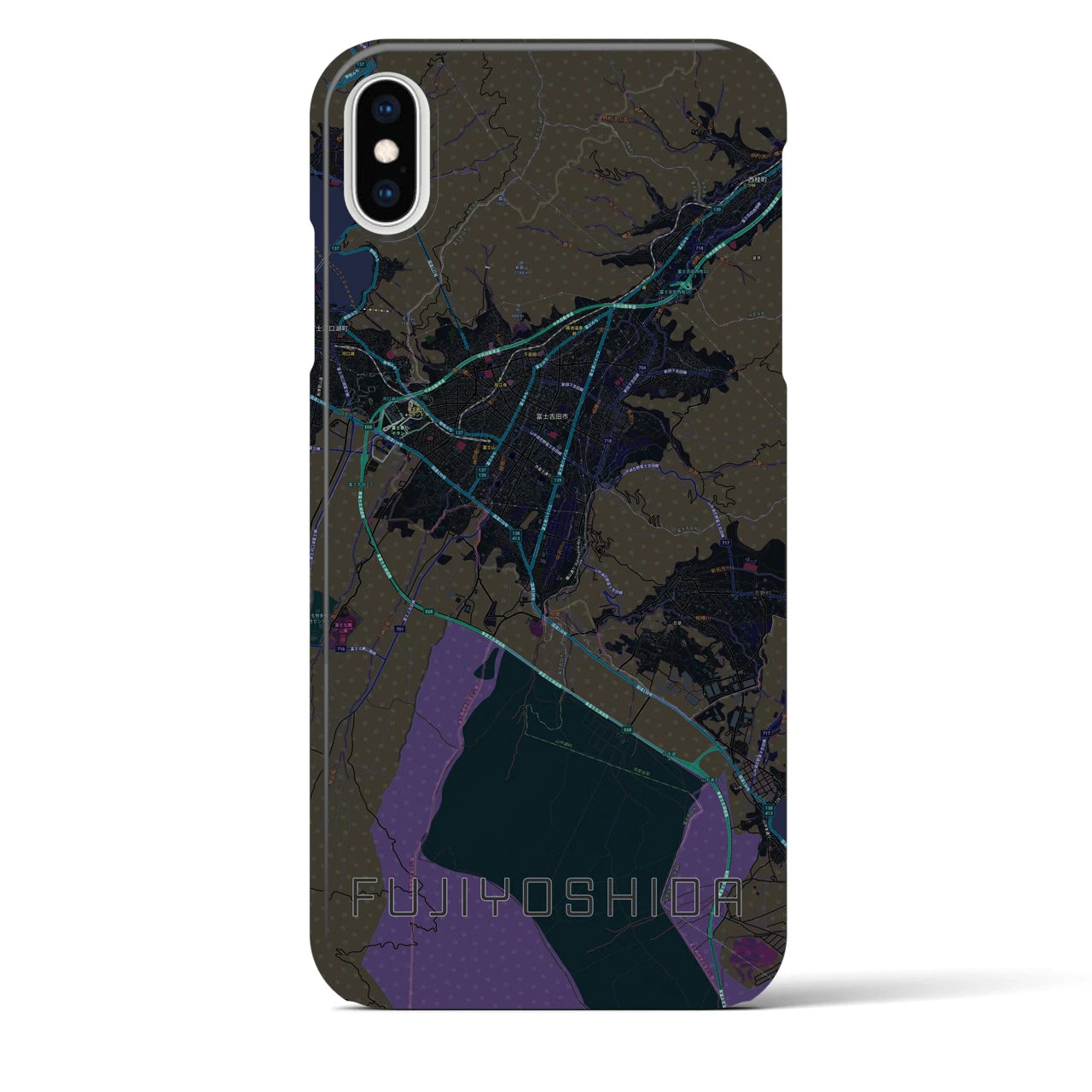 【富士吉田(山梨県)】地図柄iPhoneケース(バックカバータイプ)