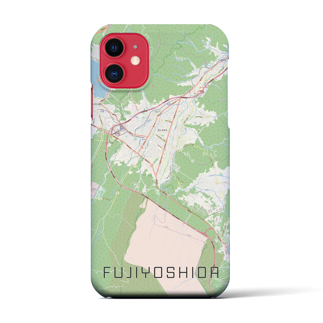 【富士吉田(山梨県)】地図柄iPhoneケース(バックカバータイプ)