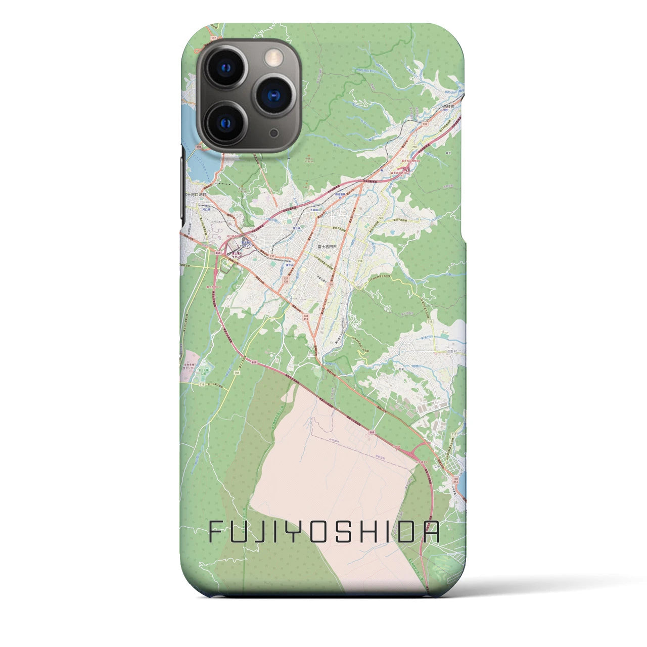 【富士吉田(山梨県)】地図柄iPhoneケース(バックカバータイプ)